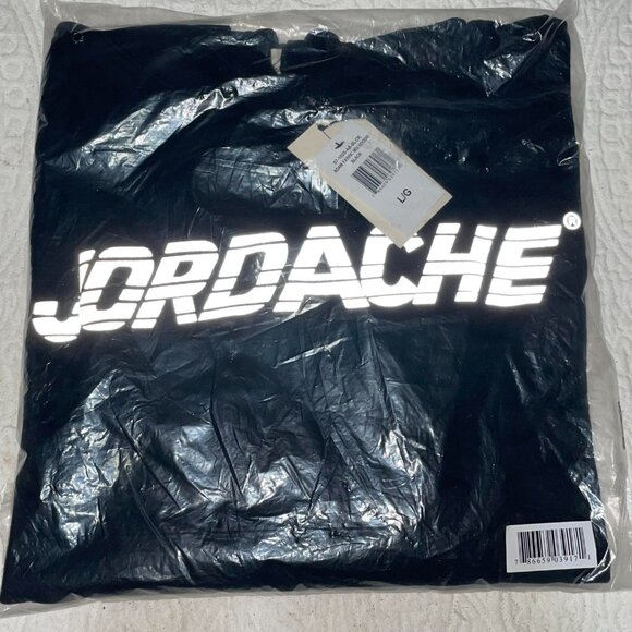 Jordache Vintage Adam Mixed Fabric Black and Blue Denim Hoodie Size L - Picture 4 of 13